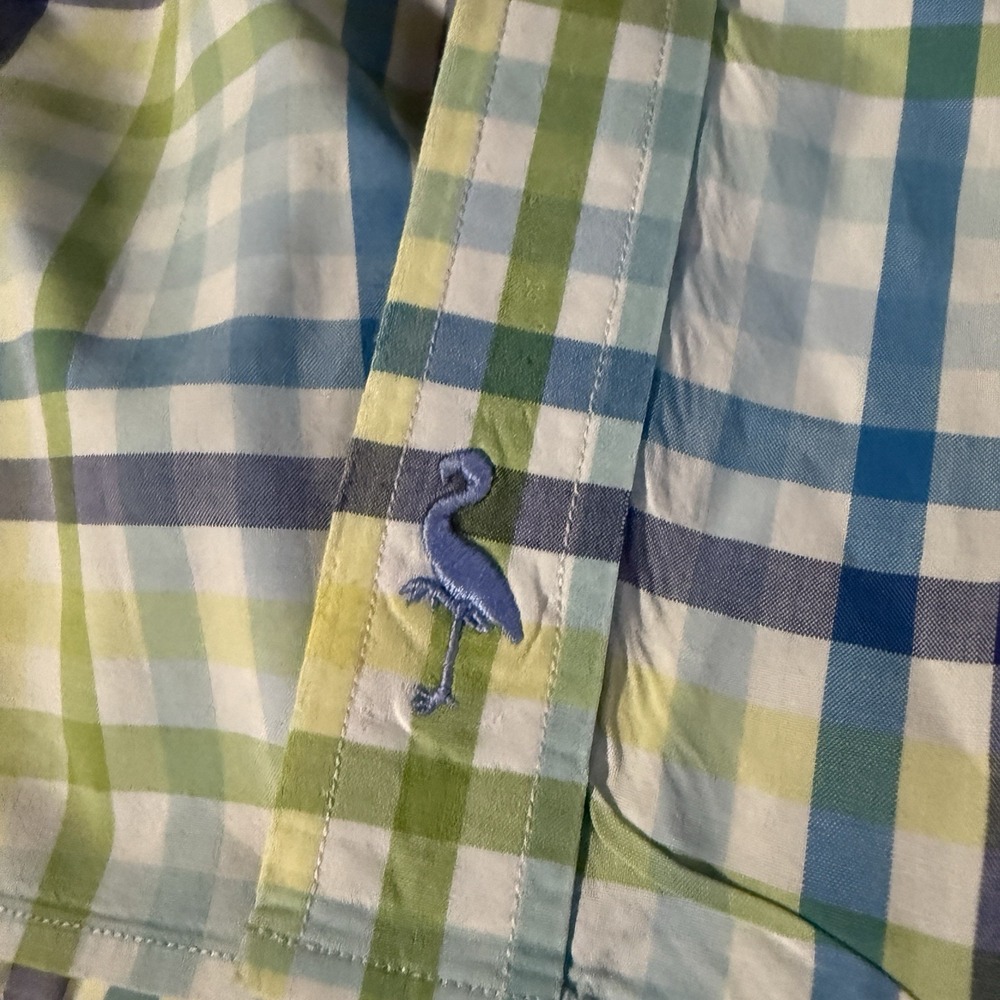 TAILORBYRD Men's XL Green/Blue Plaid Cotton Dress Shirt Spread Collar Button - Picture 6 of 6